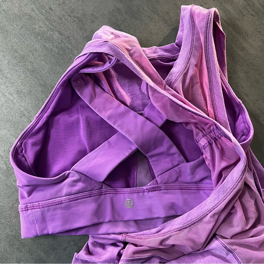 Lululemon Work The‎ Circuit Tank Top Women’s Size 8 Purple Built In Sports Bra - Picture 5 of 8